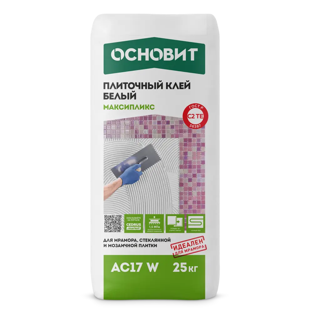 Клей для плитки Основит АС17W 25 кг Максипликс STLM-2210935
