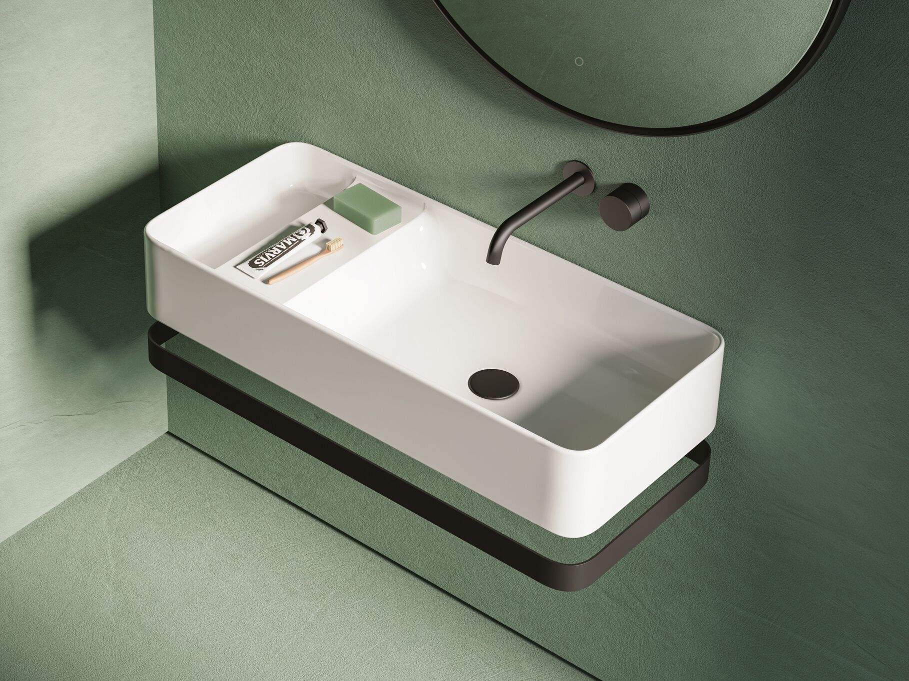 Керамическая подвесная раковина с держателем для полотенец ArtCeram Бруклин ARCH-00122617