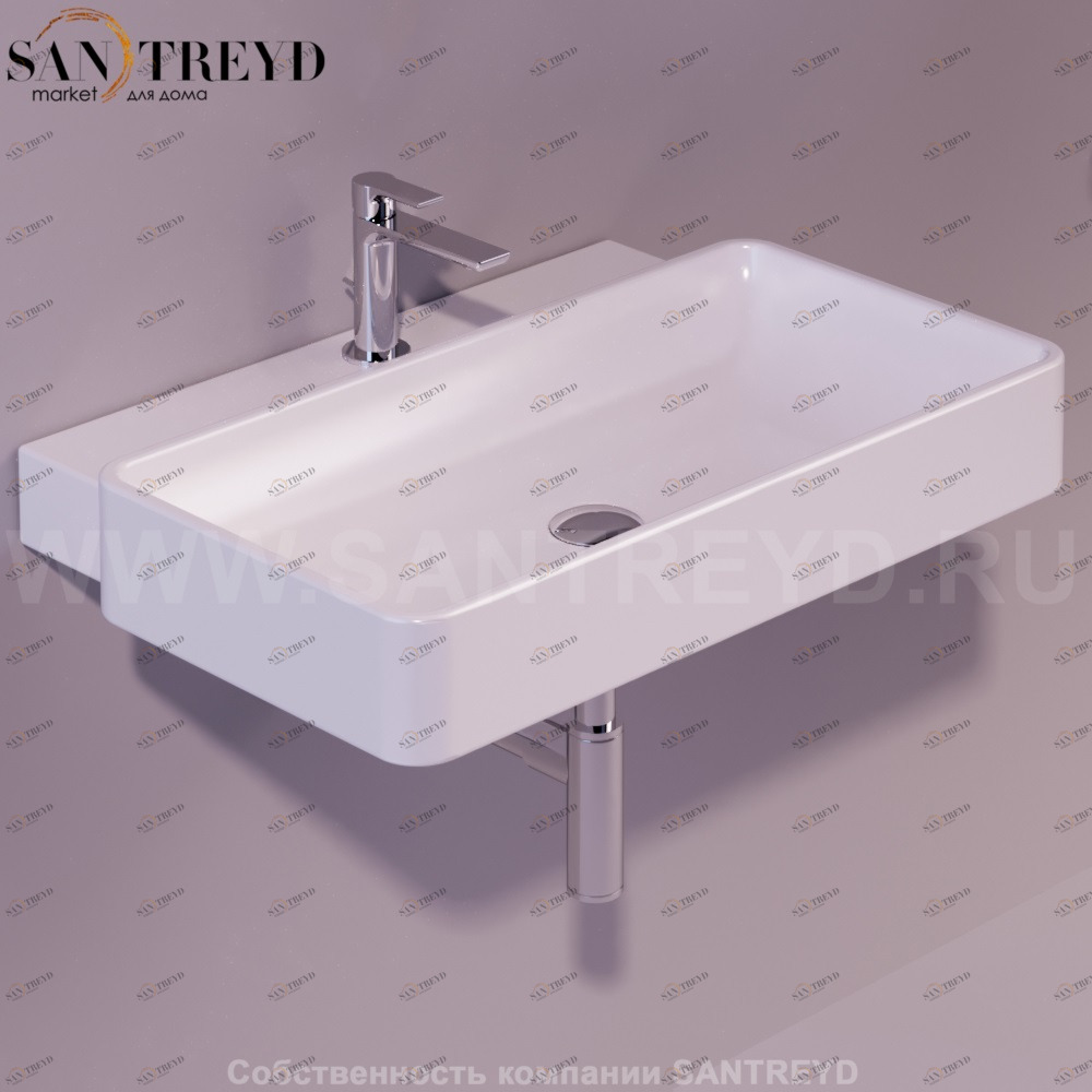 FL01BIANCO Подвесная раковина настенная прямоугольная Simas Flow белая