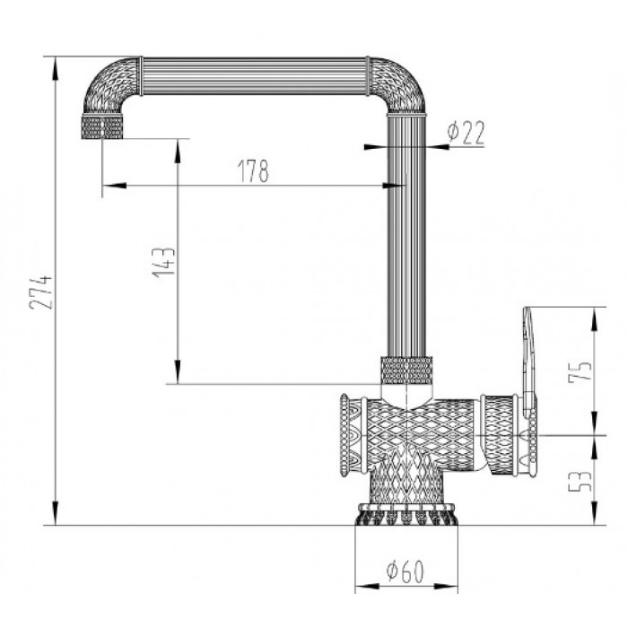 Zorg A 418K-CHROME Смеситель для кухни Zorg 274 х 178 мм  - Вид №2