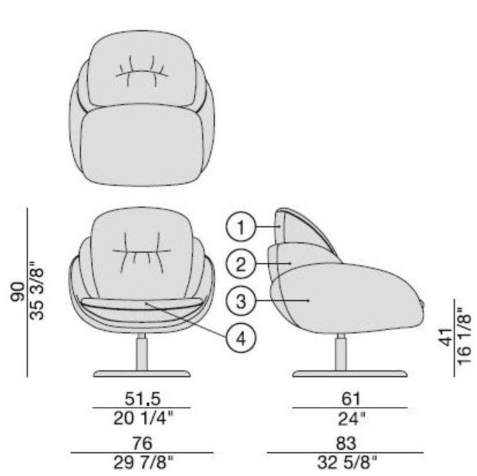 Porada Вращающееся кресло с тканевой обивкой Iron sun-id-1407793 - Вид №1
