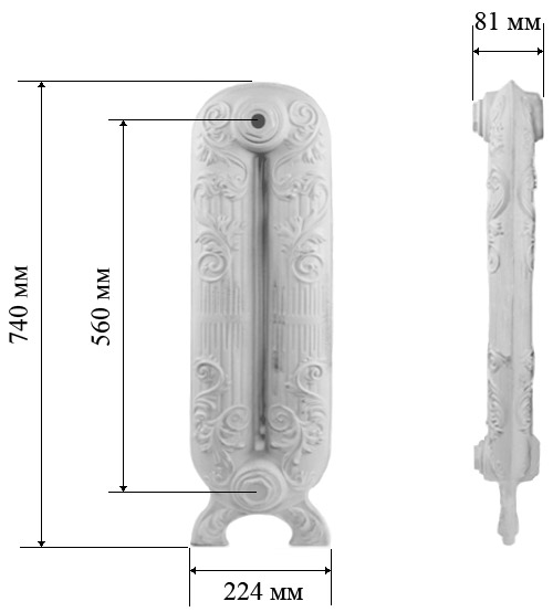 Чугунный радиатор RETROstyle Sheffield 560 6 секций 7124 - Вид №2