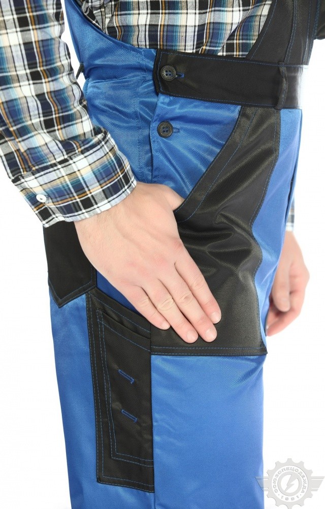 61473 Полукомбинезон "Мастер" василек-черный  Летняя спецодежда  размер 52-54/170-176  - Вид №7