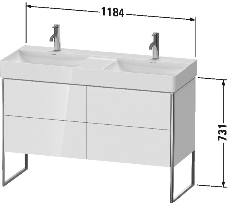 XS445601818 Тумбочка напольная XSquare #XS4456 1184 x 460 мм Белый матовый, декор Duravit - Вид №1