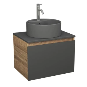91778308 Комплект: тумба Bauedge Bau Dream Blackwood графит 60 1 ящик раковина круглая BAU Element D41 темно-серая смеситель Hote STLM-1450215