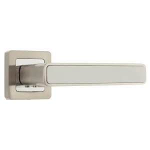 Ручка дверная на розетке MARS QR/HD SN/WH-19, цвет матовый никель/белый