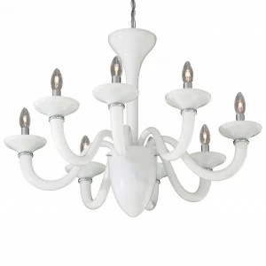 Люстра дизайнерская Nevilles белая, хром White Lady SP8 IDEAL LUX ДИЗАЙНЕРСКИЕ, WHITE LADY BIANCO 057454 Белый