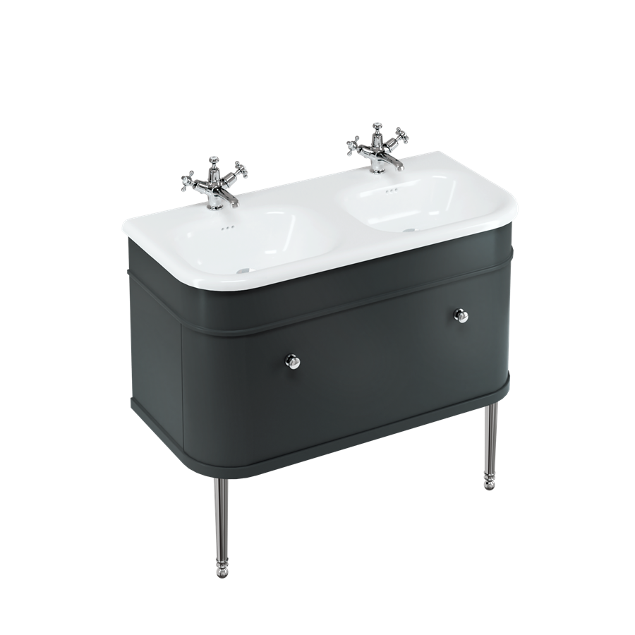 Burlington Chalfont Chalfont 1000мм Тумба с одним выдвижным ящиком - Матовый черный с никелевыми ножками CH100MB-CHLEGNKL  - Вид №2