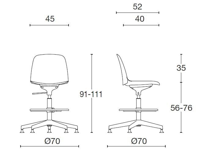 Регулируемый по высоте 5-спицевой офисный стул из полипропилена Diemme Kire ARCH-00147207 - Вид №5