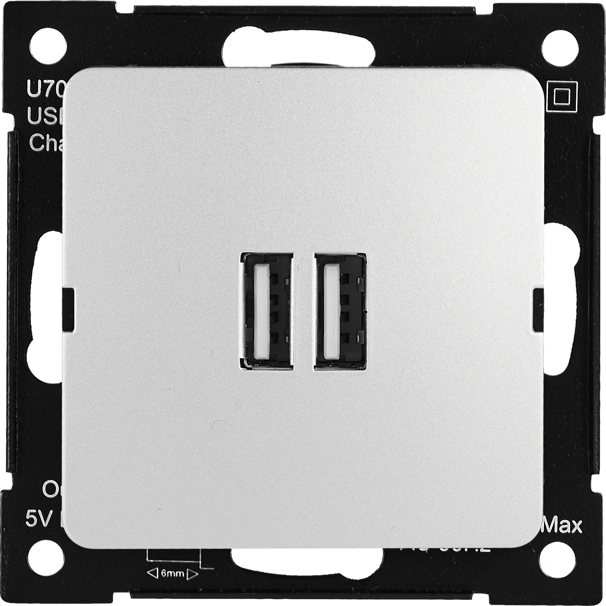 84399410 Розетка USB встраиваемая 3.4 А цвет серебро Серия отсутствует STLM-0049204 HEGEL