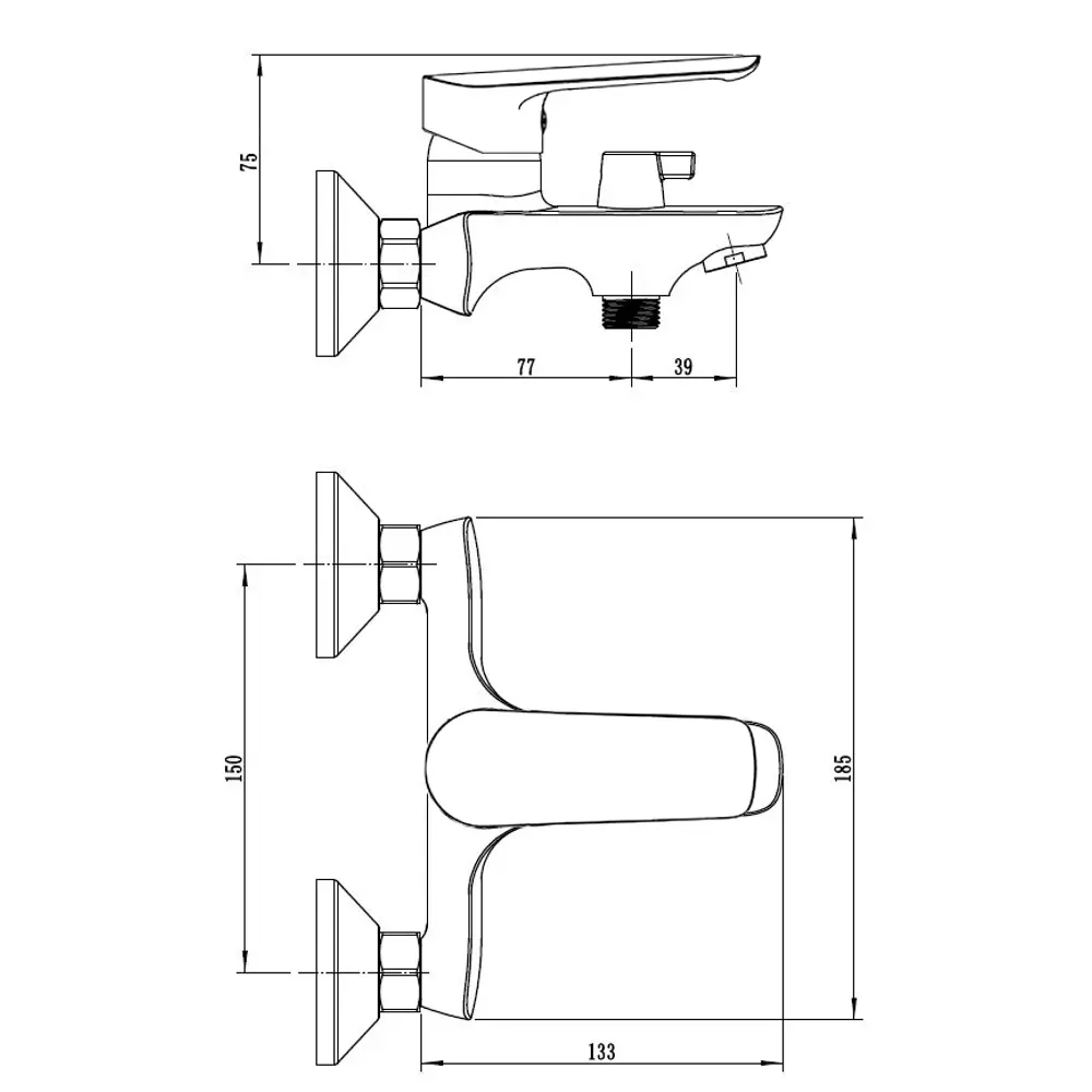 Смеситель для ванны Esko Nelson однорычажный на ванну с лейкой и шлангом цвет хром STLM-2127564 - Вид №2