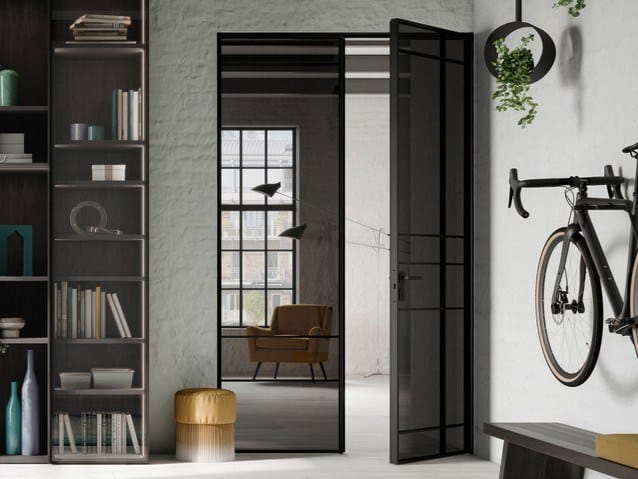 Алюминиевая и стеклянная распашная дверь raumplus SLIM LINE ARCH-00151329 - Вид №1