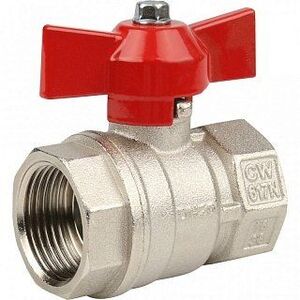 Кран шаровый STOUT ВВ 3/4" стандартный проход, бабочка красная
