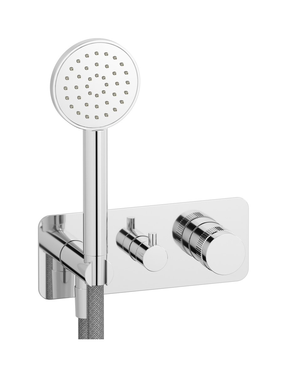 Прогрессивный настенный смеситель для душа на 2 потребителя со встроенным душевым гарнитуром. WE ARE IB rx313cc Chrome Reflex