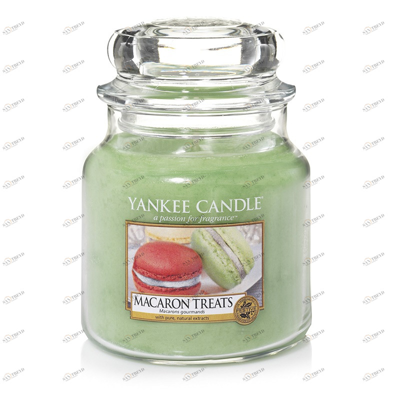 Свеча средняя в стеклянной банке "Макаруны" Macaron treats 411 гр 65-90 часов YANKEE CANDLE  267985 Зеленый 