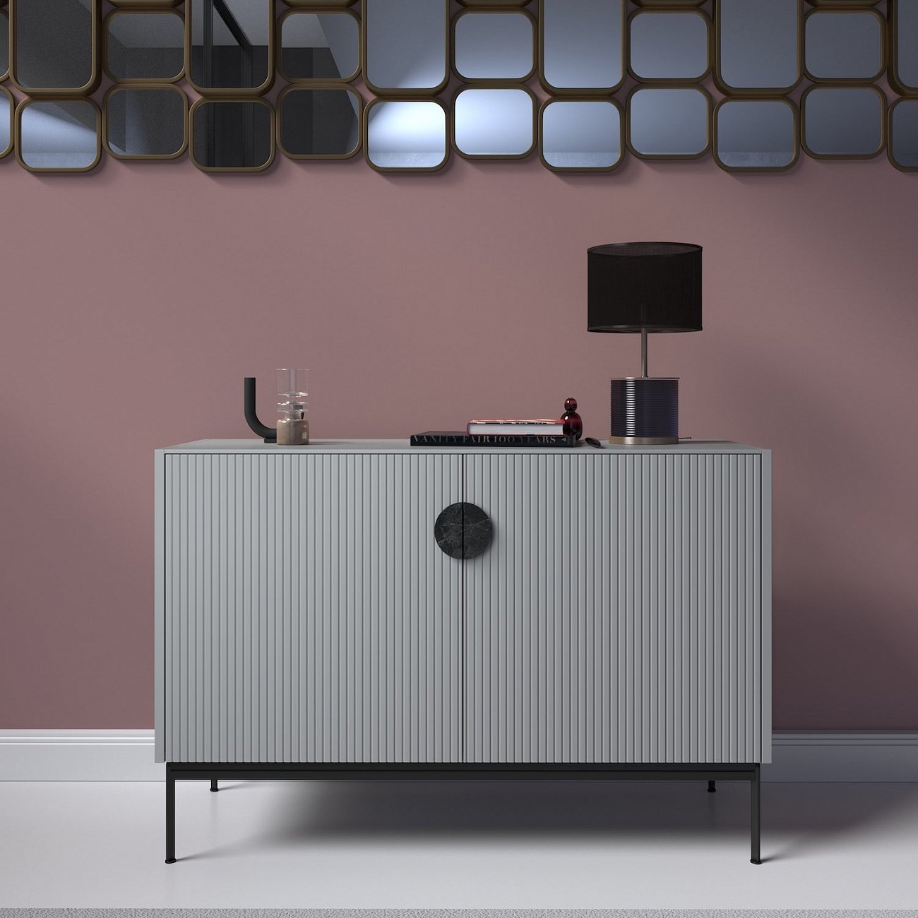 Комод c дверцами светло-серый Uno BRAGIN DESIGN LIVING 00-3974661 Серый - Вид №1