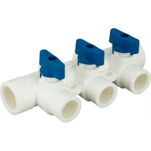 Коллектор на 3 выхода с кранами 25x20 мм полипропилен