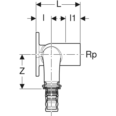 601.273.00.5 Проходная водорозетка Geberit Mepla 90° Geberit  - Вид №2