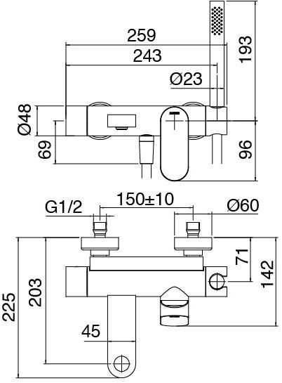 ZAZZERI Смеситель для ванны настенный из латуни с ручным душем Trend x sun-id-1407180 - Вид №2