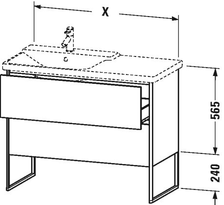 XS446406060 Тумбочка напольная XSquare #XS4464 810 x 473 мм Серо-коричневый шелковисто-матовый лак Duravit - Вид №3