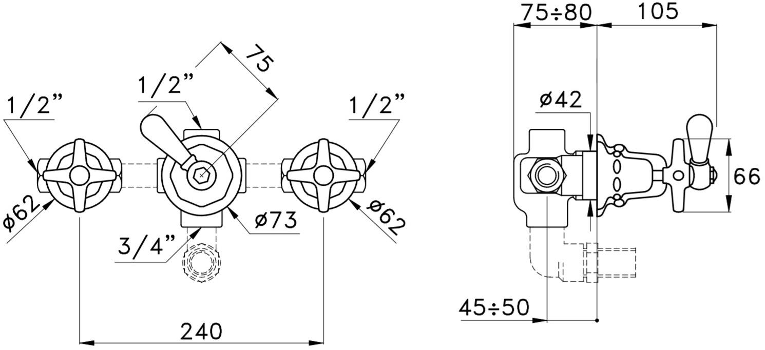 RUBINETTERIE STELLA Смеситель для ванны / смесителя для душа Italica It01301 - Вид №2