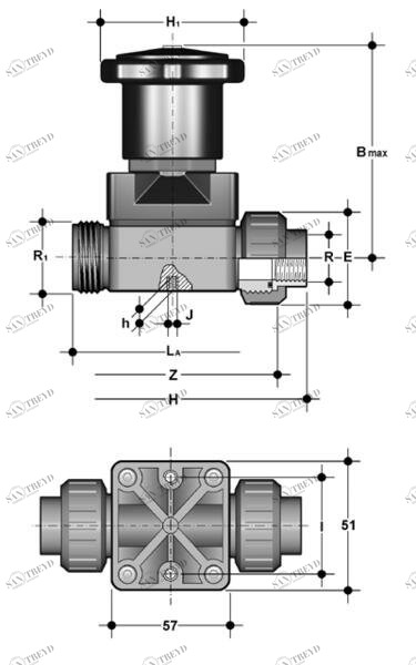 SANIT 135286050020 Мембранный клапан, ПВДФ, резьбовое соединение с втулкой сварки 