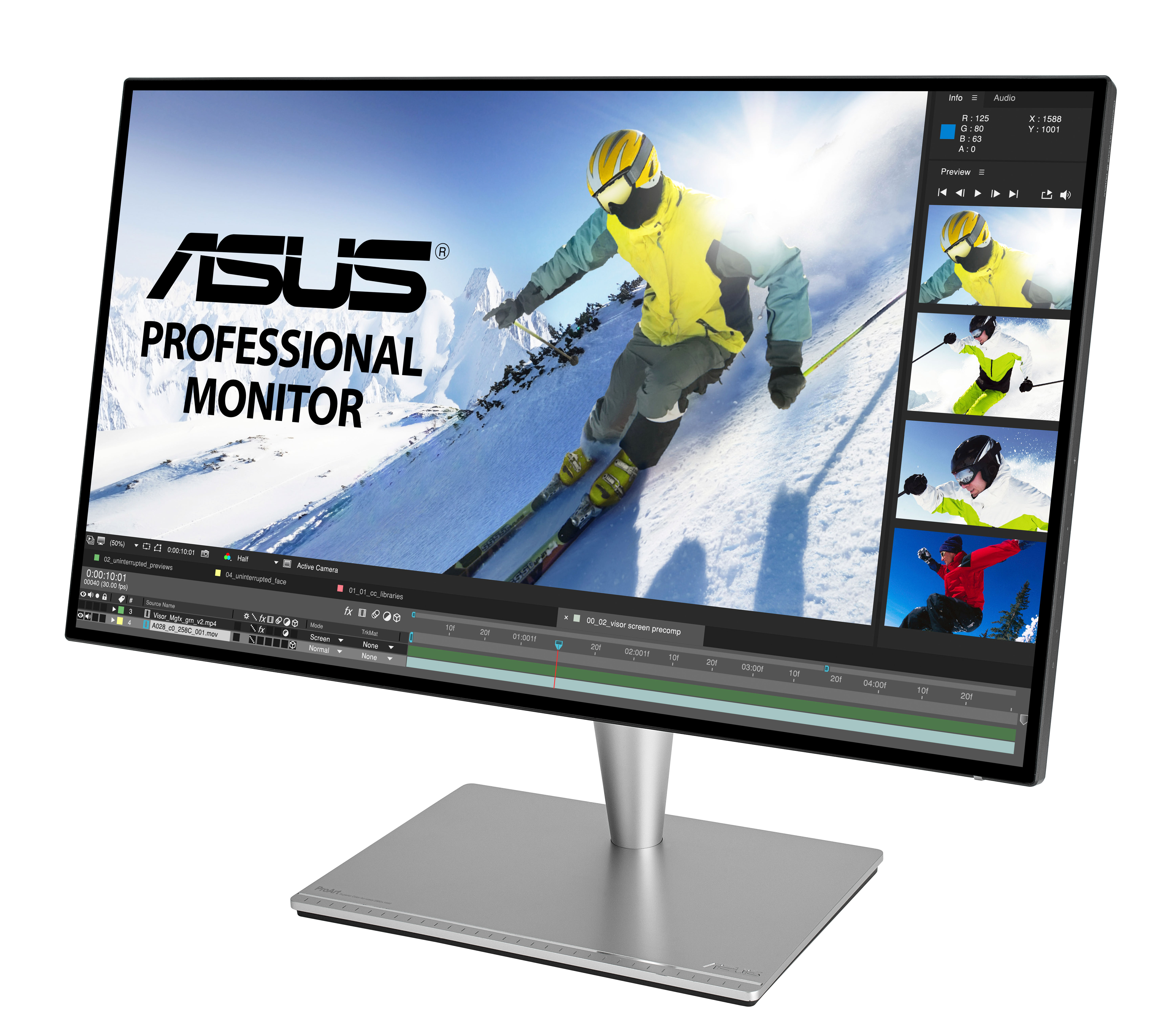 90LM02N0-B01370 proart pa27ac 27" professional monitor, wqhd (2560x1440), ips 4 side-frameless, hdr, 100% srgb/rec.709, △e< 2, thunderbold typec usb 3/bk/5ms/dp+hdmi+speaker ASUS ASUS ProArt Santreyd  - Вид №5