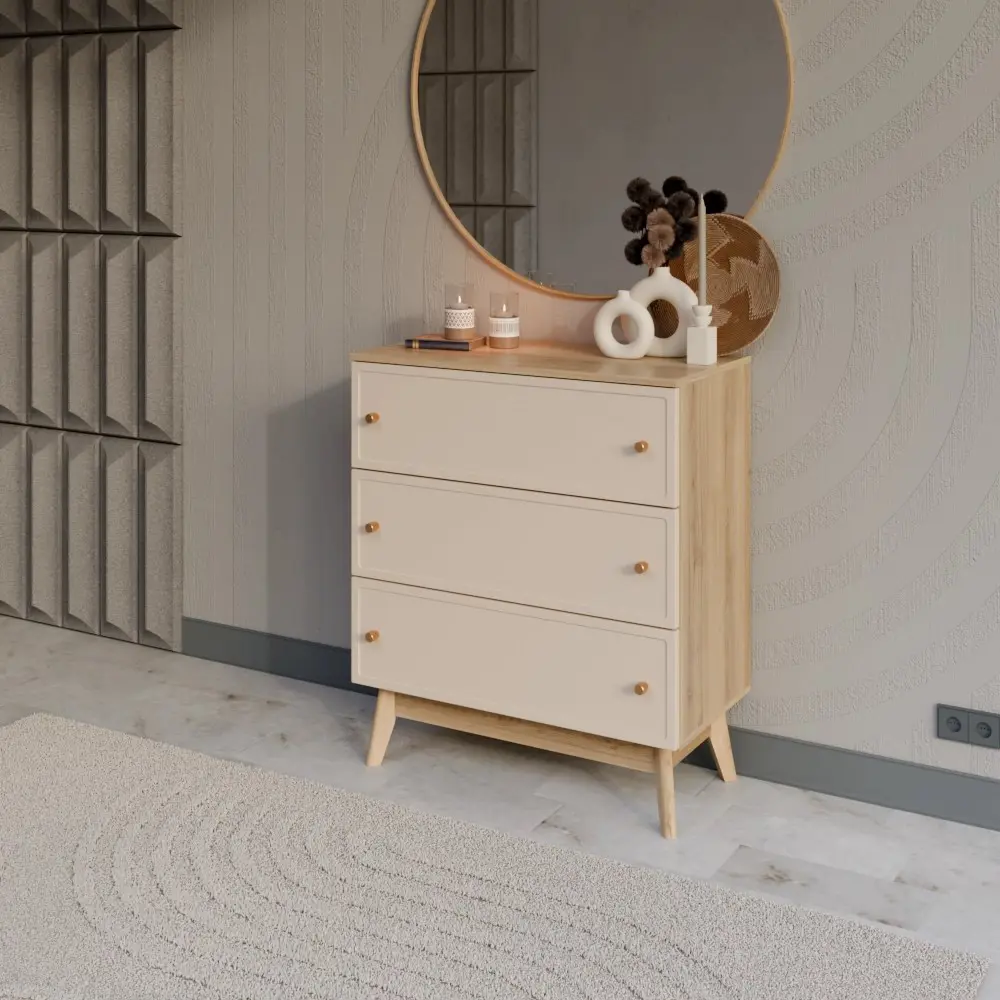 Комод KONSENSA Амьен 3 ящика 80x94x41.7 см ЛДСП цвет бежевый STLM-2115692 - Вид №7