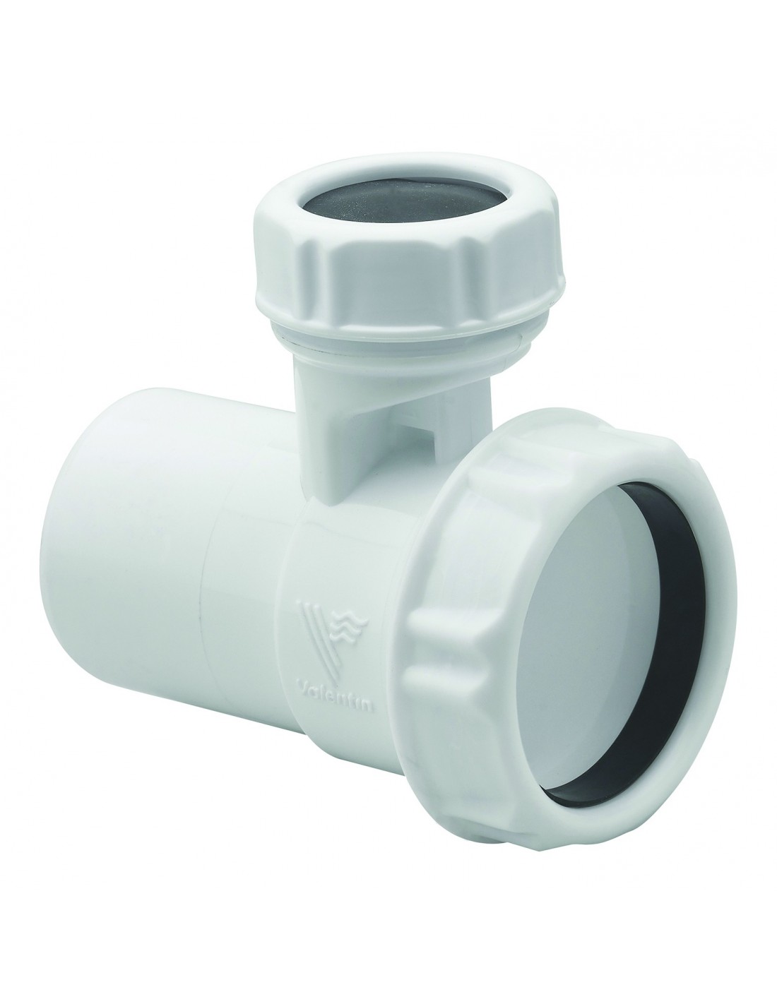 443400 001 00  Противовакуумный и шумозащитный клапан для сифона, на входе и выходе Д. 40 мм, белый пластик Valentin Белый 