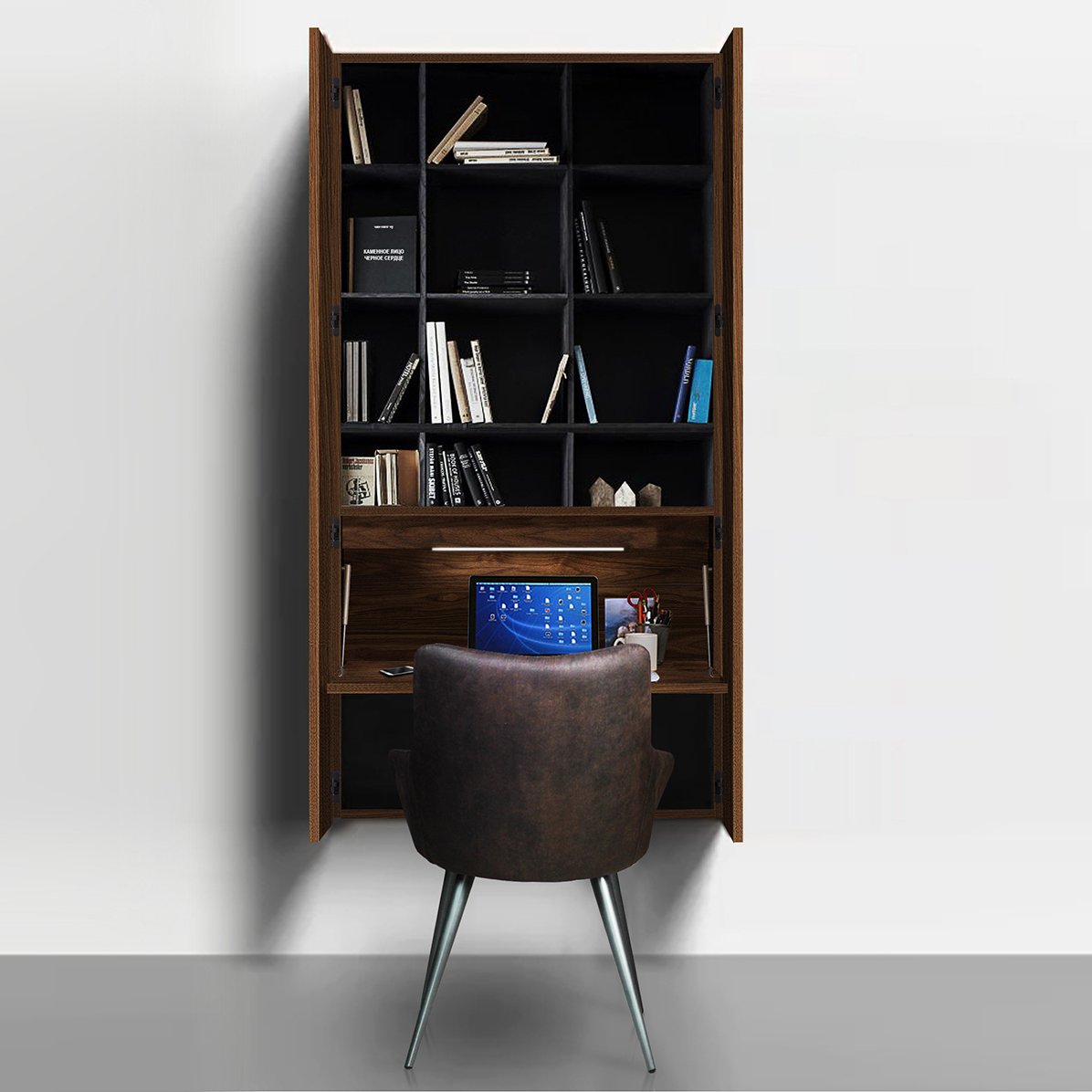 Настенный шкаф с 2 дверцами американский орех Cabinet ACWD ONE PIECE 00-3981973 Коричневый  - Вид №2