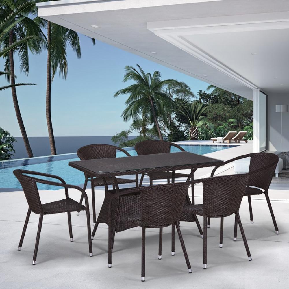 T198D/Y137C-W53 Brown 6Pcs Комплект плетеной мебели Afina 