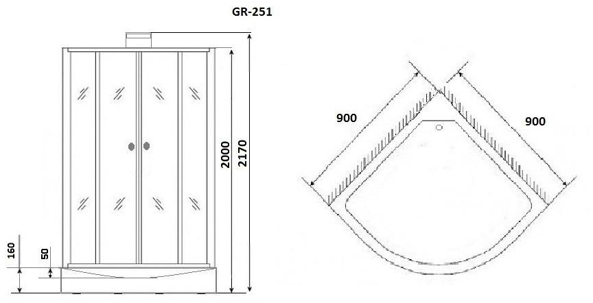 Душевая кабина GROSSMAN GR251 (90*90*205)  - Вид №6