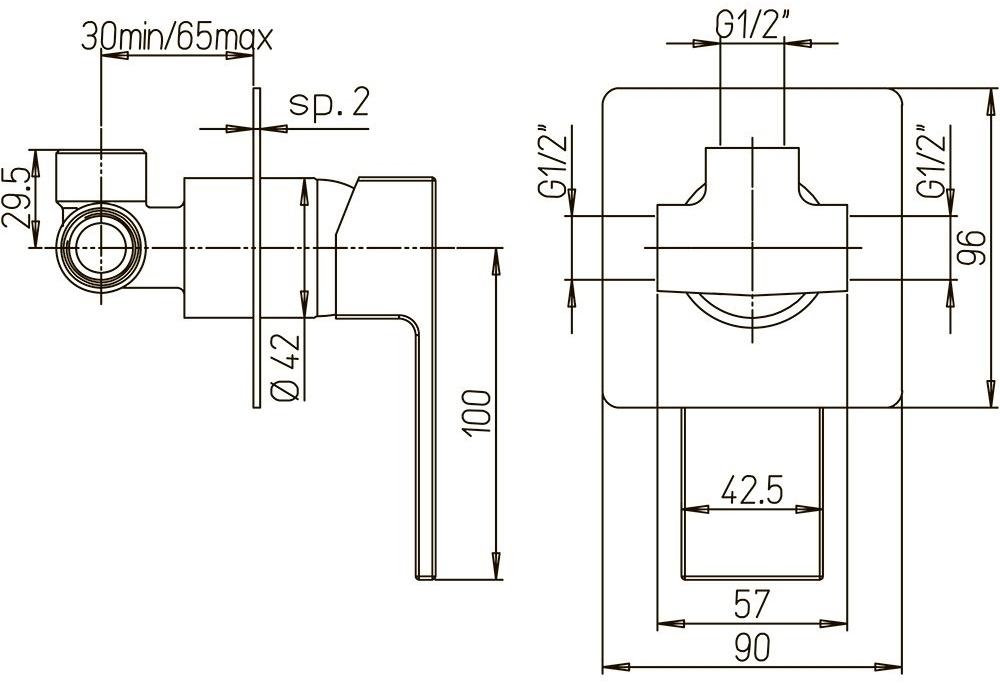 Paini Dax-R 84PZ690R смеситель для душа встраиваемый  - Вид №3