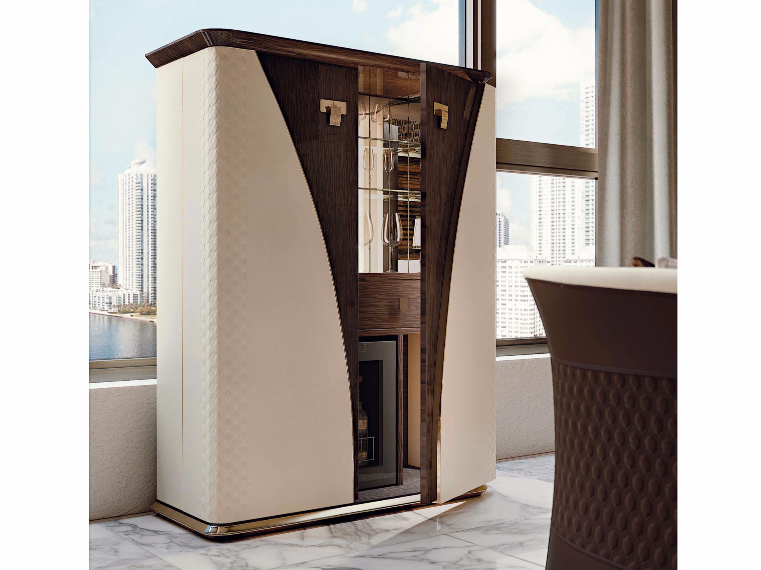 Кожаный и деревянный барный шкаф Turri ARCH-00077070 - Вид №1