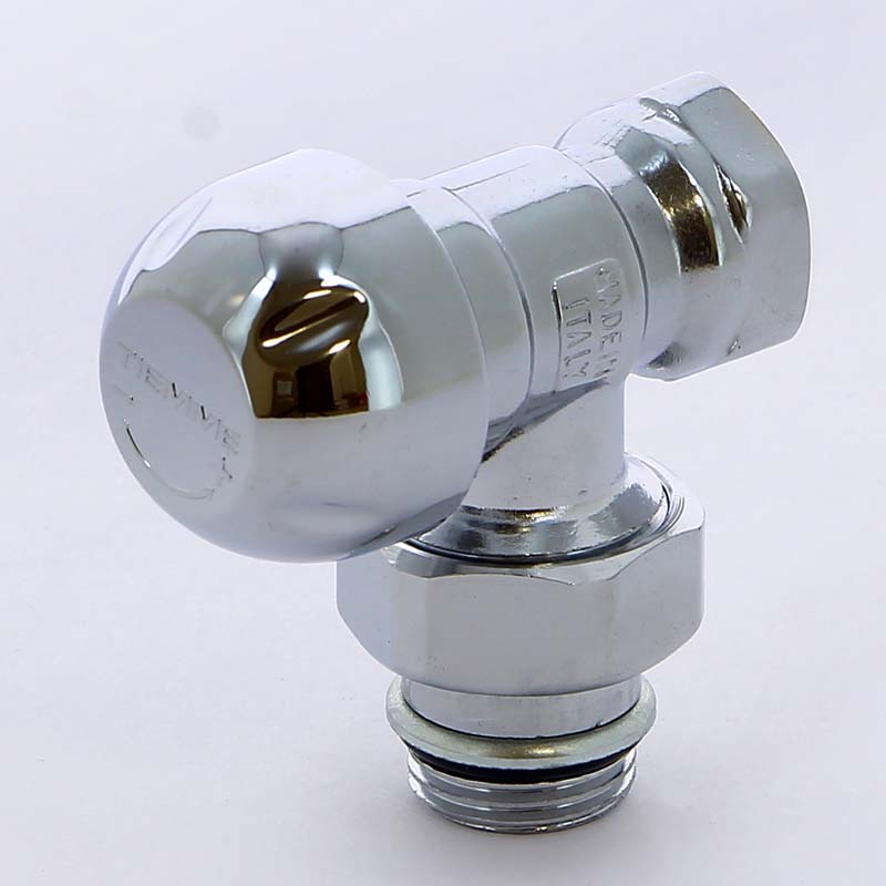 Вентиль НВ угловой для радиаторов термостатический хромированный с разъемным соединением TIEMME 1/2" 3300016 - Вид №1