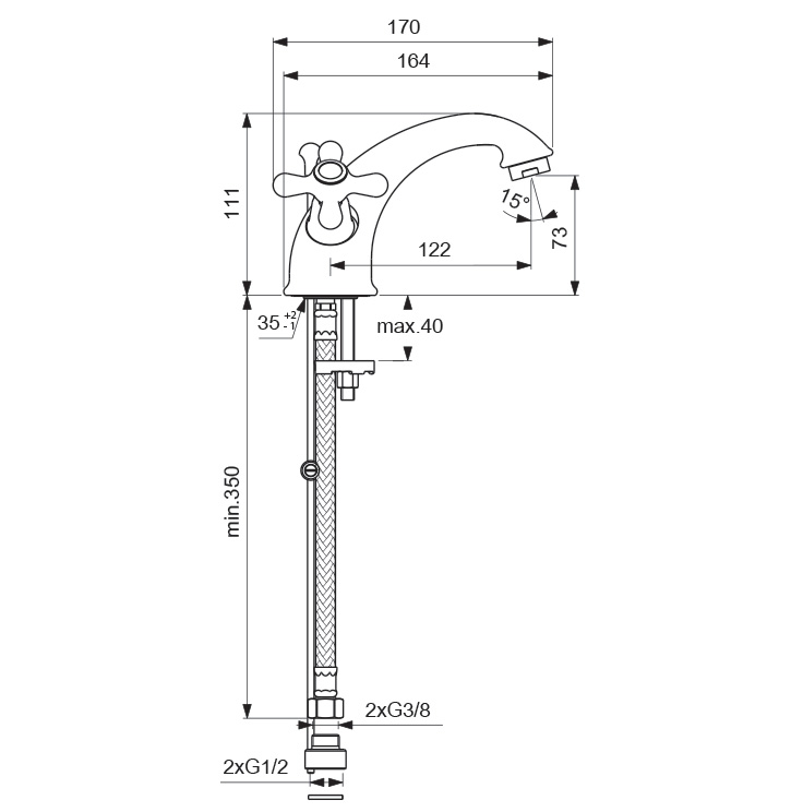 BA117AA Смеситель для умывальника VIDIMA RETRO - Вид №1