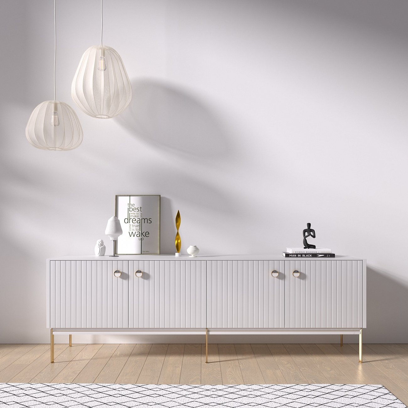 Тумба под телевизор белая 160х60 см Mio BRAGIN DESIGN LIVING 00-3974669 Белый - Вид №1