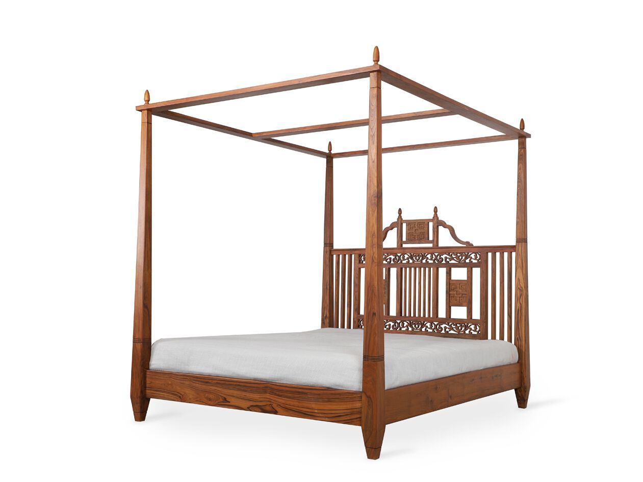 Двуспальная кровать из тикового дерева с балдахином Alankaram KINGI ARCH-00149646
