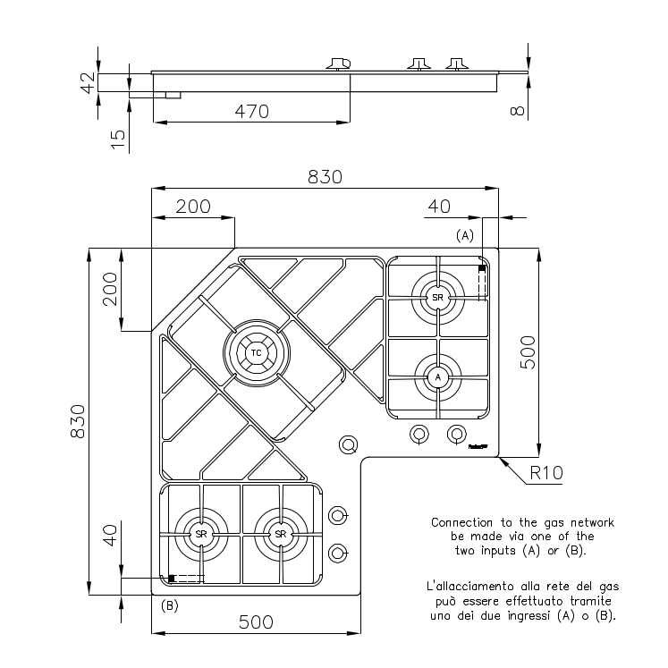 7038052 Варочная панель Angolare 7038052 Fosterspa  - Вид №1