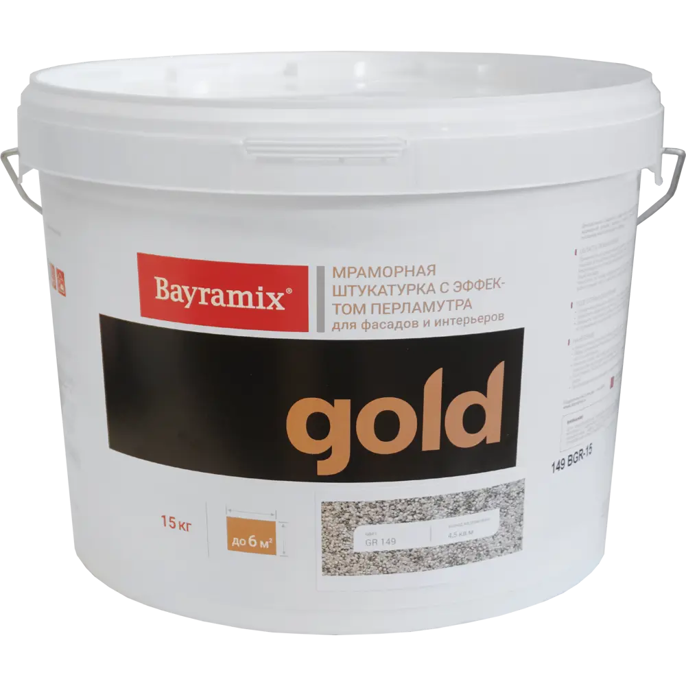 Штукатурка декоративная мраморная Bayramix Gold Mineral GR 149 15 кг цвет серебряный перламутр STLM-2201388 - Вид №1