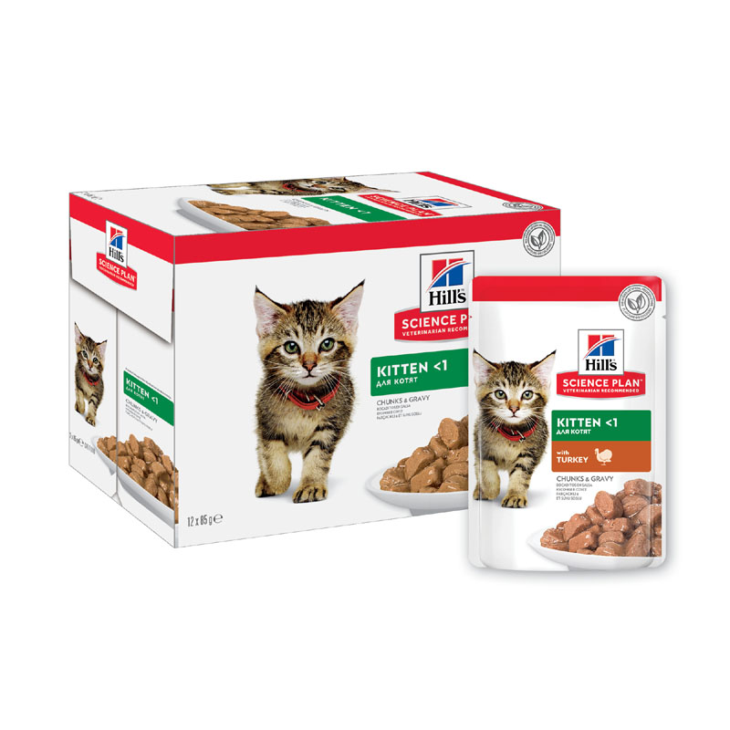ПР0023330*12 Корм для котят Hill"s Science Plan индейка кусочки в соусе конс. пауч 85г (упаковка - 12 шт) Hill's 