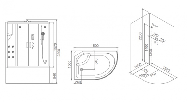 BU103B L Душевая кабина SSWW  - Вид №1