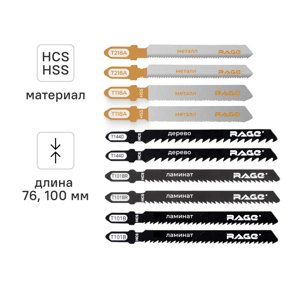 Набор пилок для электролобзика Rage 552200 быстрый рез, 10 шт STLM-2002078