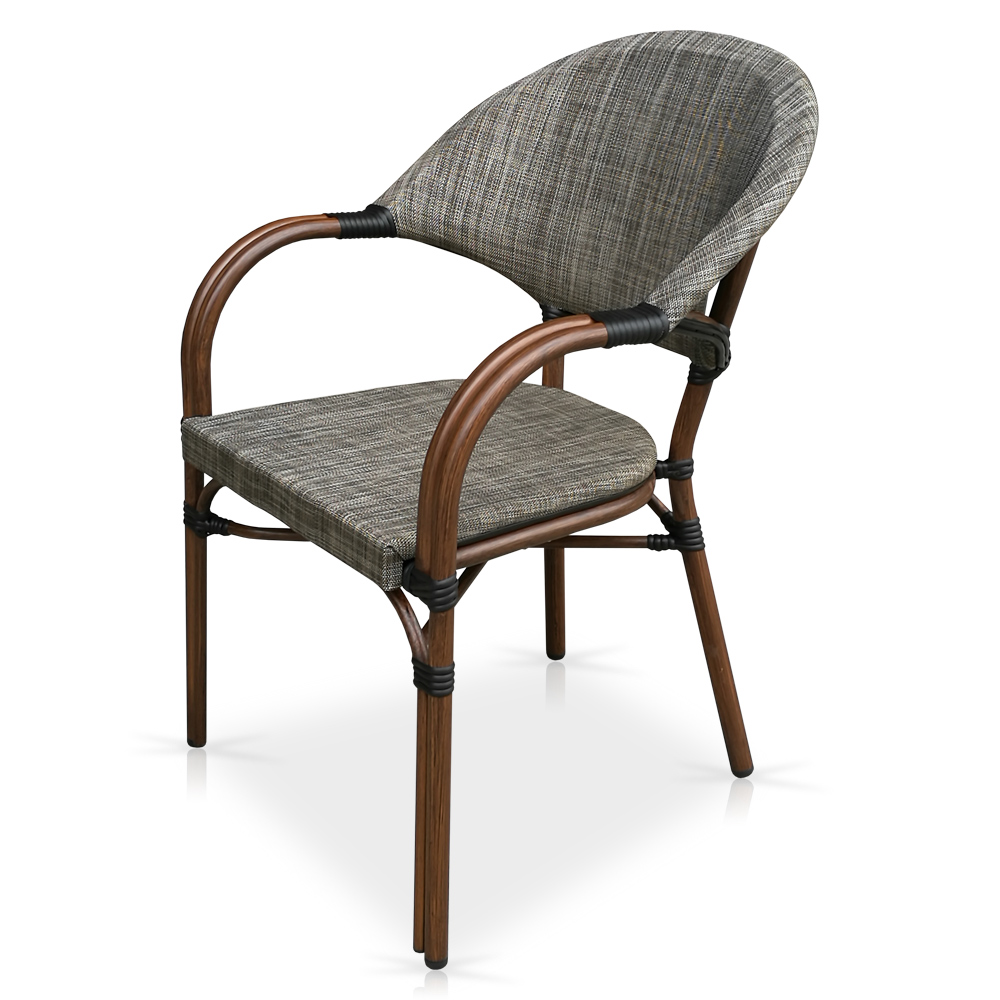 Кресло металлическое с обивкой из текстилена серое AFINA  240937 Коричневый  - Вид №3