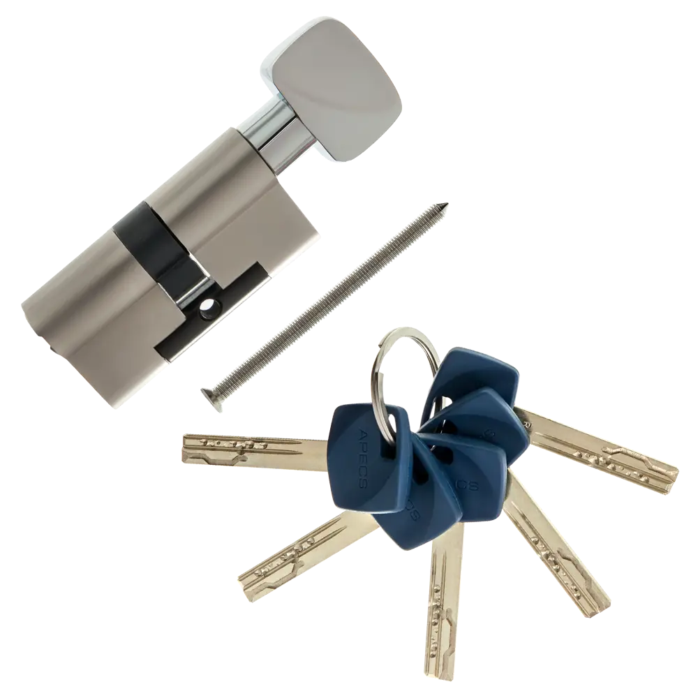 Цилиндр Apecs Premier XR-60-C15-NI, 30x30 мм, ключ/вертушка, цвет никель ЦИЛИНДР APECS PREM XR-60-C15-NI КЛ-ВЕРТ STLM-2161955 - Вид №1