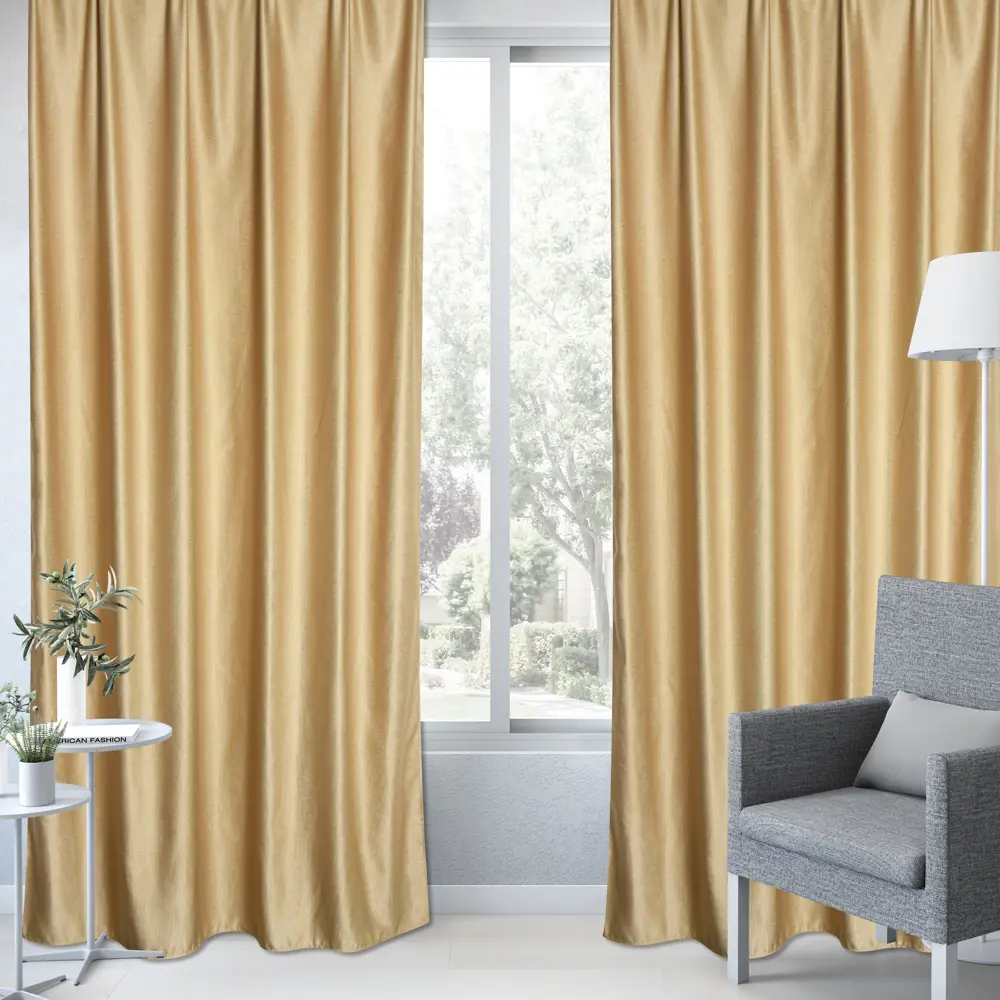 Штора на ленте Inspire Olmo 160x280 см цвет золотой 88311132 STLM-2177614  - Вид №5