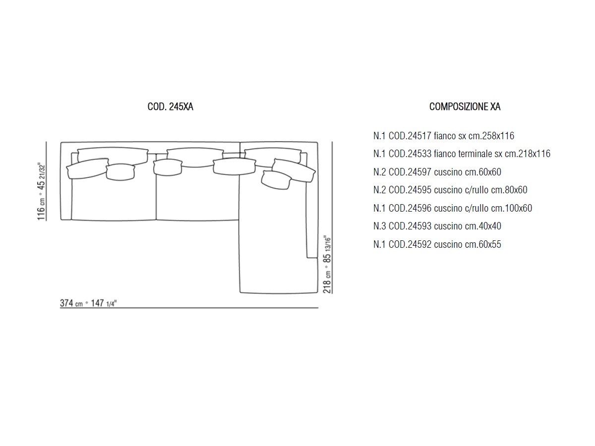 Угловой диван из ткани с полуостровом Flexform CAMPIELLO ARCH-00026541 - Вид №2