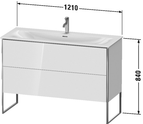XS452609090 XSquare Тумбочка напольная Фланелево-серый шелковисто-матовый лак Duravit - Вид №1