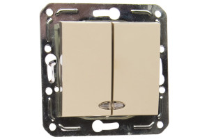 15590953 Двухклавишный выключатель с индикатором V01-12-V22-M Crema, 9028 Volsten Magenta