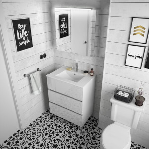 26559 SALGAR Мебель для умывальника FUSSION LINE 700 3 ящика GLOSS WHITE 697 x 868 x 450 мм Глянцевый белый